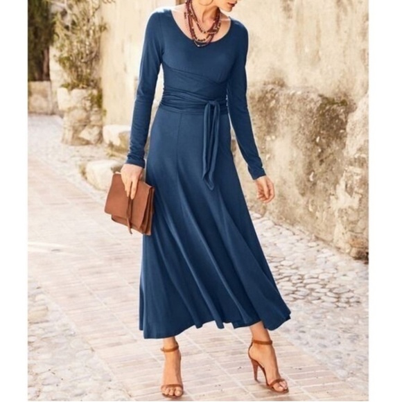 Peruvian Connection Dresses & Skirts - Peruvian Connection Fonteyn Indigo Wrap Dress